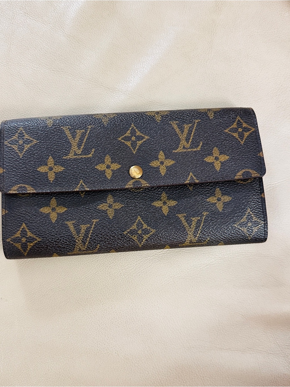 Louis Vuitton Monogram Canvas Long Wallet in Brown and Gold